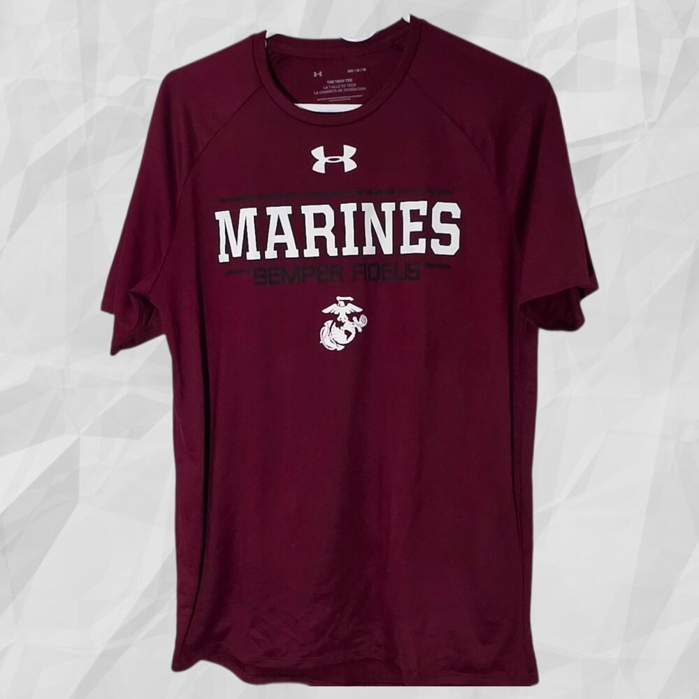 Under Armour USMC Marines Semper Fidelis Tech Tee Maroon Mens Medium
